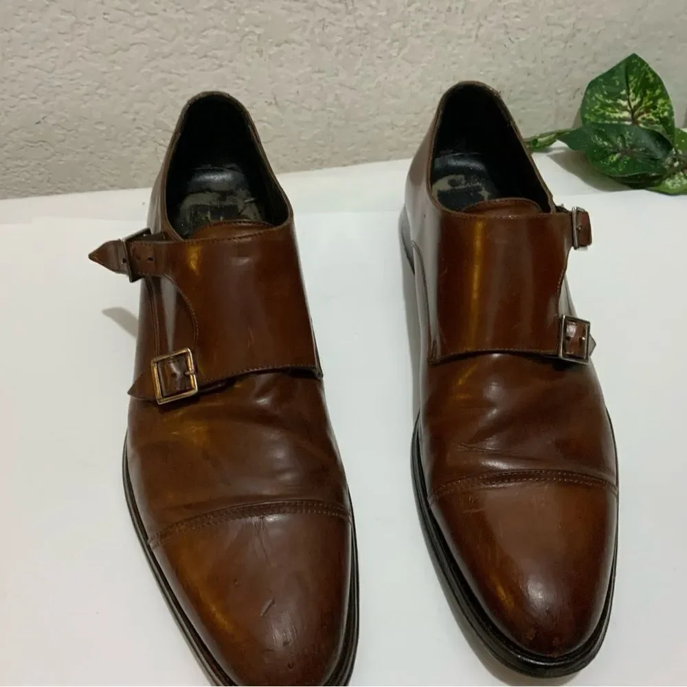 To Boot New York Men’s 8 brown leather double monk strap cap-toe dress shoes
